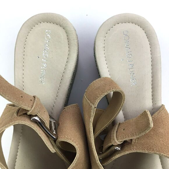 Donald J Pliner Sahar Wedge Sandal Womens 9.5 Tan Suede Crisscross Straps Padded - Picture 12 of 13